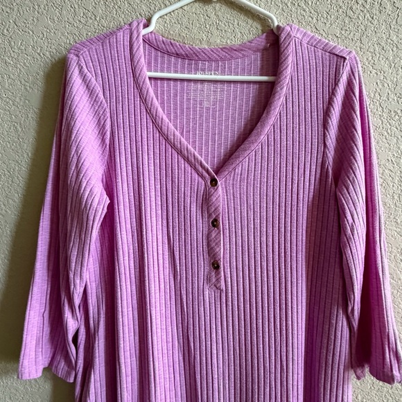 Joyspun Women’s Medium Pink Nightgown Dress Rubbed Henley Stretchy Soft - Picture 2 of 8